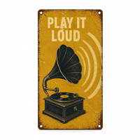 Plaque Métallique Vintage en Aluminium Effet Vieilli pour Musique, Décoration Murale Rectangulaire pour Salle de Musique ou Maison