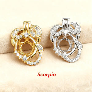 2026 <span class=keywords><strong>Fashion</strong></span> S925 liontin kandang perak kalung 12 rasi bintang liontin zodiak dengan pengaturan kosong mutiara hadiah yang indah - Product Image 2