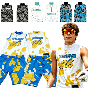 Maillot de football américain sans manches personnalisé avec logo, col montant, pour 7v7, tenue de tournoi, motif éclaboussures de peinture, ensemble extensible 7v7 - Product Image 1