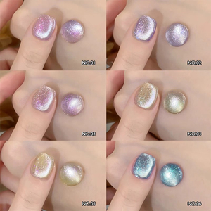 Ailanuo เจลทาเล็บมี6สีประกายแวววาวประกายเพชรแก้วคริสตัลแสงจันทร์แม่เหล็กรูปแมวแช่เล็บแบบ LED สำหรับร้านทำเล็บแบบทำมือ - Product Image 2