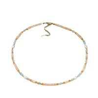Collier en pierre naturelle amazonite vert menthe, perles de bambou, collier perlé DIY, style bohème, design de niche estival Woying