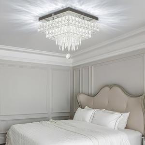 Luxe Moderne <span class=keywords><strong>LED</strong></span> Pendentif Lumière Télécommande <span class=keywords><strong>Plafond</strong></span> En Cristal pour Chambre Salon 3000K <span class=keywords><strong>Noir</strong></span> Maison - Product Image 1