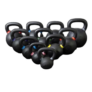 SMARTFIT Pulverbeschichtete Gusseisen-Kettlebell mit Breiten Griffen und Flachem Boden, Fitness-Trainings-Kettlebell mit Farbkreis - Product Image 1