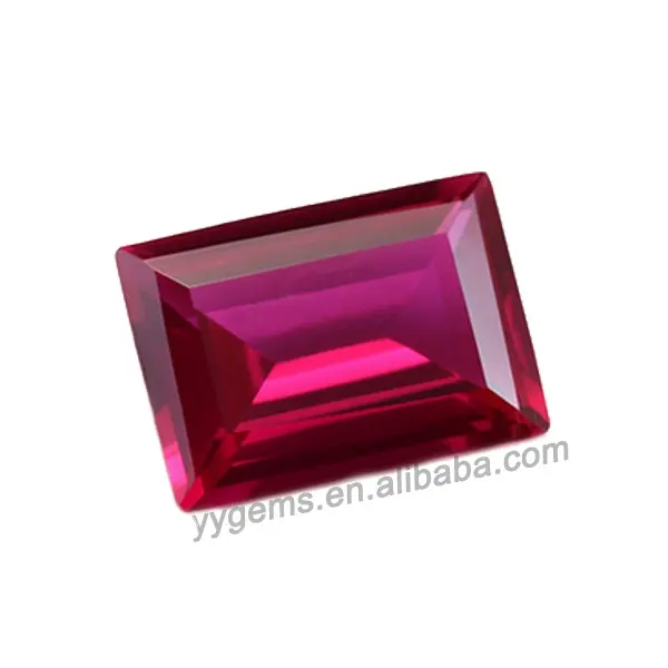 Prix de la pierre rubis synthétique industrielle rubis rouge foncé taille émeraude par Carat pierre gemme rubis