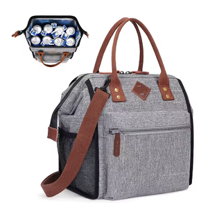 Sac à lunch isotherme avec bandoulière amovible, motif lettres, fermeture éclair, 12L, imperméable, pour pique-nique et transport alimentaire - Product Image 2