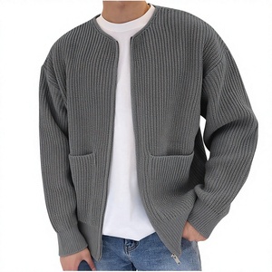 Custom Design Your Multicolor Rib Knitted Sororities Fraternity & College Acrylic V-neck Short Crop Winter <b>Men</b> <b>Cardigans</b> - Product Image 1