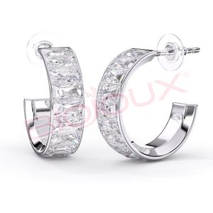 CLOE Pendientes geométricos blancos de 22 mm para mujer, aro con circonita, joyería hipoalergénica de moda - Product Image 1