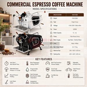 Máquina de Café Espresso Profesional Italiana 2 en 1 para Cappuccino, para Negocios de Cafeterías - Product Image 3