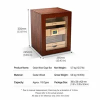 Humidor à cigares en bois de cèdre JH avec hygromètre électronique et humidificateur, humidor à cigares de luxe de grande taille pour salle à cigares