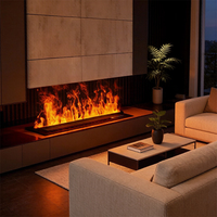 Chimenea Eléctrica Empotrada con Vapor de Agua 3D, Chimenea de Niebla Simulada, Humidificador con Llama Simulada para Decoración del Hogar y Villas
