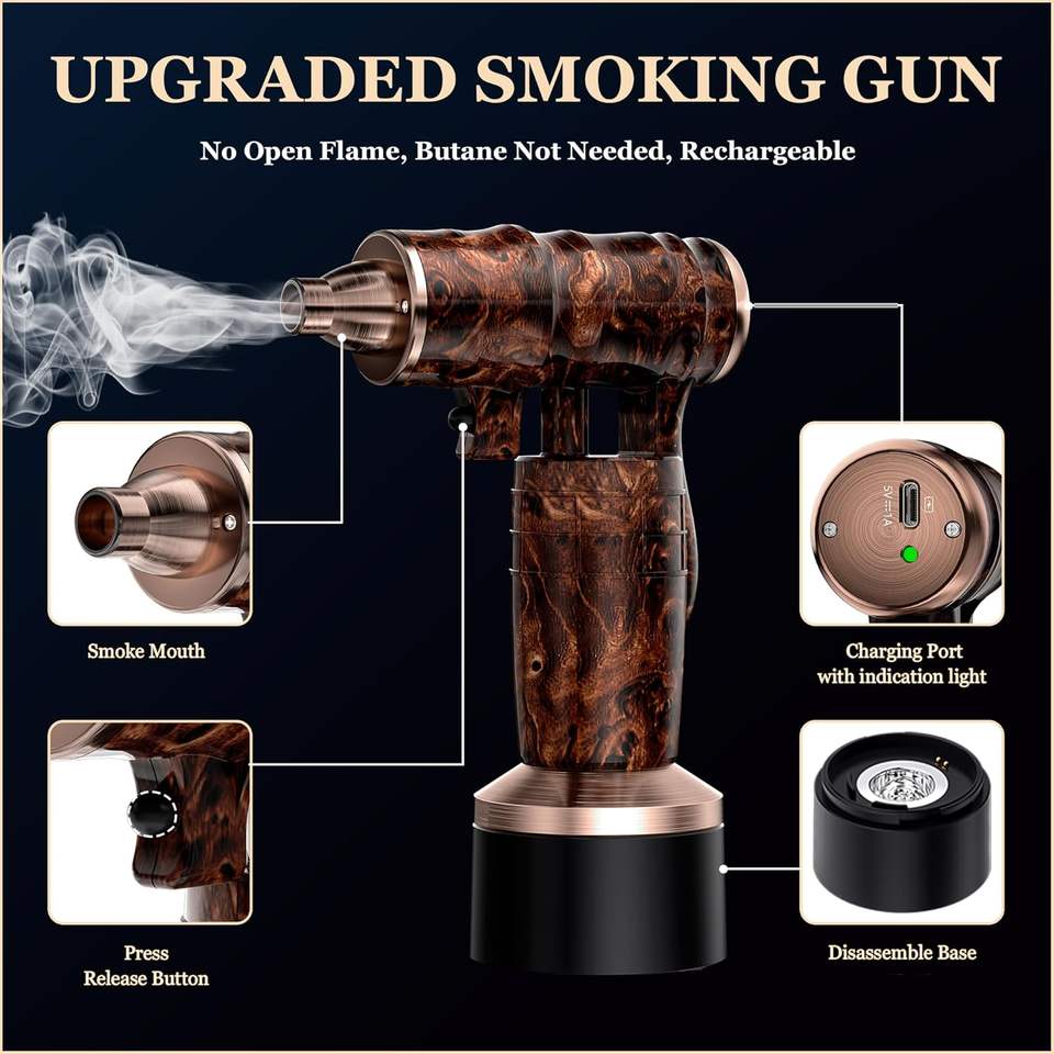 Rechargeable Electric Whiskey Smoker Gun Kit - Unique Bar Tool