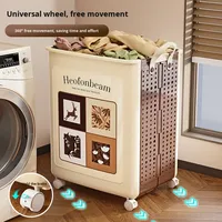 Organisateur de linge pliable vintage en PP durable avec roulettes, grande capacité, panier à linge sale pour les vêtements sales et les jouets