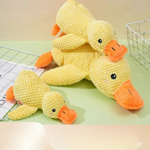 Hondenspeelgoed Kleine gele cartoon-eend Fluweelzacht pluche Zelfvermakend bijtbestendig bijtspeeltje met geluid voor kleine/middelgrote honden - Product Image 4