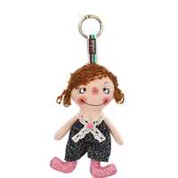 Porte-clés en peluche en promotion, adorable jouet en peluche pour enfants, poupée crochetée à la main avec cheveux bouclés pour fille, pendentif porte-clés jouet