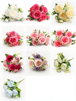 Fournisseur YM Factory – Bouquet de 5 roses artificielles persanes réalistes en soie pour mariée, décoration de fête, à tenir à la main