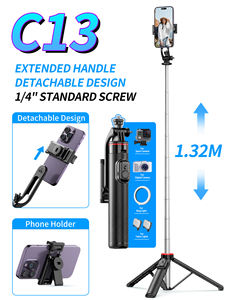 Nuevo C13 1,32 M Botón Portátil Extensible Inalámbrico Selfie Stick <span class=keywords><strong>Insta</strong></span> <span class=keywords><strong>360</strong></span> Selfie Stick para Tripolis - Product Image 6