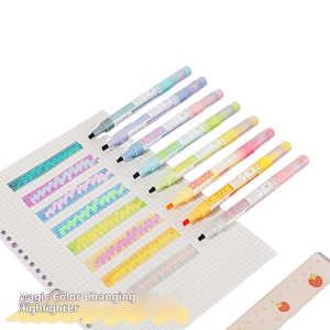 Venta al por mayor de dos cabezales que cambian de color resaltador conjunto con punta de cepillo de plástico resaltador para estudiantes - Product Image 2
