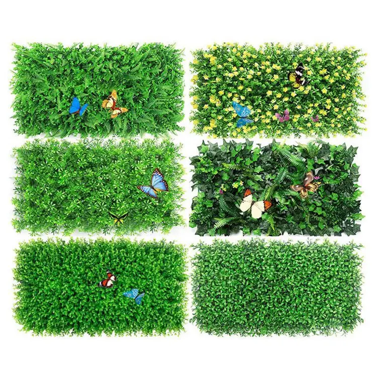 Hot !!! Home Garden Decoration Anti-UV Artificial Grass Wall with Flowers