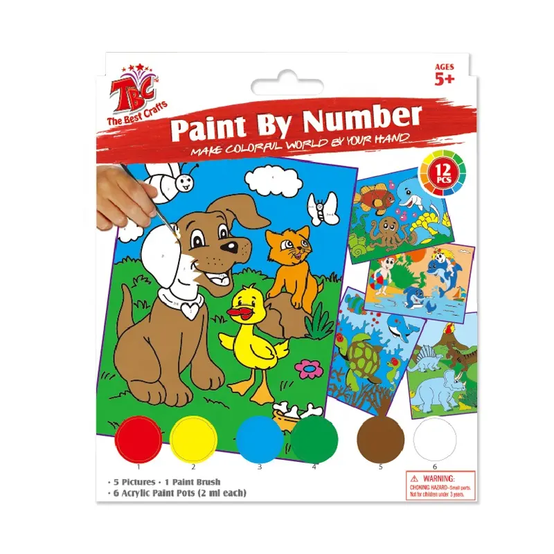 Educational 6Colors Acrylic Paint Kit Paint by Numbers Professional Kid Art Non-toxic Paint By Numbers for Adult Wall Decoration