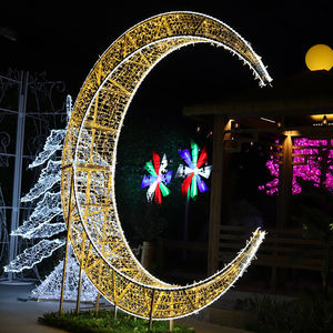 فوانيس زينة هلال رمضان LED، إضاءة صفراء لتزيين الحدائق الخارجية، مصابيح زينة هلالية LED - Product Image 2