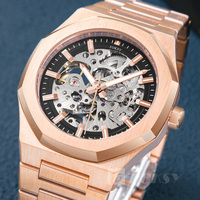 Montre mécanique à mouvement automatique de luxe en acier inoxydable de marque personnalisée pour hommes