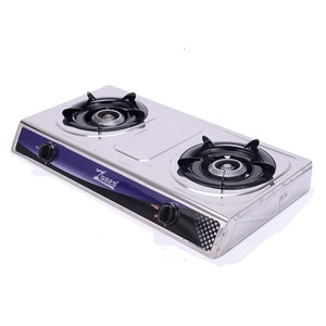 Table de cuisson à gaz portable en acier inoxydable à 2 brûleurs avec commande manuelle par bouton, compatible GPL pour usage domestique et hôtelier - Product Image 2