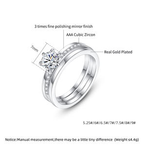 Cincin Berlian Batu LUOTEEMI untuk Wanita, Cincin Janji, Cincin Pernikahan Zirkon, Mahkota Keabadian, Cincin Bertumpuk Zirkonia Kubik - Product Image 2