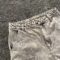 Short de survêtement en jean délavé à la pierre de haute qualité pour hommes Short de course anti-rides avec motif court