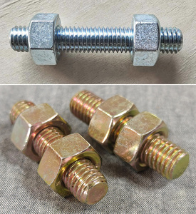 Bullone a Testa Cilindrica in Acciaio Legato di Grado Industriale con 2 Dadi, Filettatura UNC, Zincato, Galvanizzato a Caldo, Ossido Nero - Rivestimento PTFE, Liscio - Product Image 3