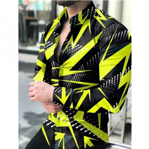 Của nam giới dài tay áo sơ mi giản dị thoải mái hàng ngày văn phòng mặc với thời trang về phía trước nghệ thuật in cho mùa thu mùa - Product Image 3
