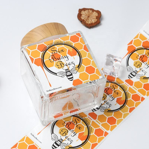 Adhesivo de vinilo impermeable impreso personalizado estampado en caliente pegatinas de lámina dorada etiquetas de Alimentos y Medicamentos de miel - Product Image 3