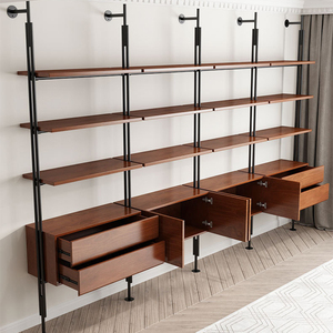Estante de Almacenamiento de Madera Maciza Moderna y Minimalista de Múltiples Niveles, Estantería de Hierro Forjado para Libros, para Sala de Estar - Product Image 2