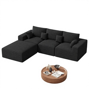 Sofá Seccional Moderno en Forma de L de Chenilla y Esponja, Sin Necesidad de Montaje, Soporte Ergonómico, Almohadas Extraíbles, Sofá Cama de Gran Capacidad para - Product Image 1