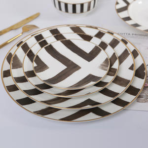 Ensemble <span class=keywords><strong>complet</strong></span> de vaisselle en porcelaine, Design personnalisé en céramique et en grès rayé - Product Image 6