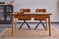 Ensemble table et chaises de luxe italien, table extensible en bois et chaises avec coussins en cuir PU, ensemble de cuisine pour 4 personnes