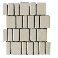 Centurymosaic Carrelage Mosaïque en Pierre Calcaire Blanche Effet Vieilli, Tuile Mosaïque en Pierre Naturelle Beige pour Sol, Mur, Cuisine, Salle de Bain