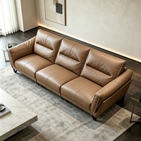 Canapé 4 places en cuir véritable de style italien de luxe, canapé droit pour salon, meubles pour la maison, hôtel, personnalisable