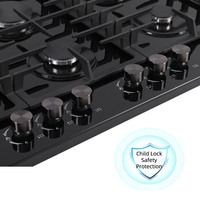 Table de cuisson à gaz encastrable 6 brûleurs OEM/ODM d'usine, plaque vitrocéramique, cuisinière à gaz 36 pouces pour cuisine domestique