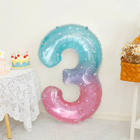Ballon en Mylar géant de 40 pouces, chiffre arc-en-ciel effet gelée, dégradé ciel rêve, pour décoration de fête d'anniversaire