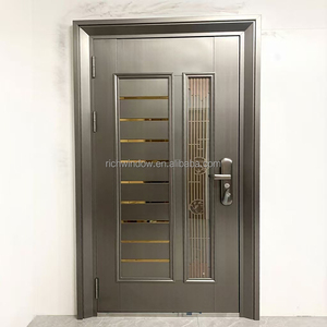 Pintu Masuk Keamanan Baja Villa Hotel Apartemen Desain Modern Kustom Pintu Utama Mewah Pintu Depan Ayun Anti Peluru - Product Image 2