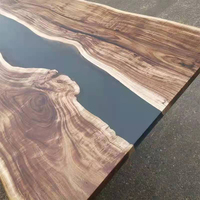Modern nhome – meuble en résine, plateau de salle à manger en bois massif, en résine époxy, table de rivière, table à manger en plein air, 12