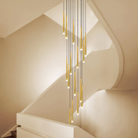 Lustre d'escalier noir moderne pour architecture duplex, décoration intérieure, salon, salle à manger, plafonnier LED linéaire