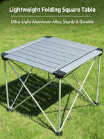 Table de camping pliante carrée légère 52x52x46cm, table portable en aluminium pour barbecue en plein air, pique-nique et glamping