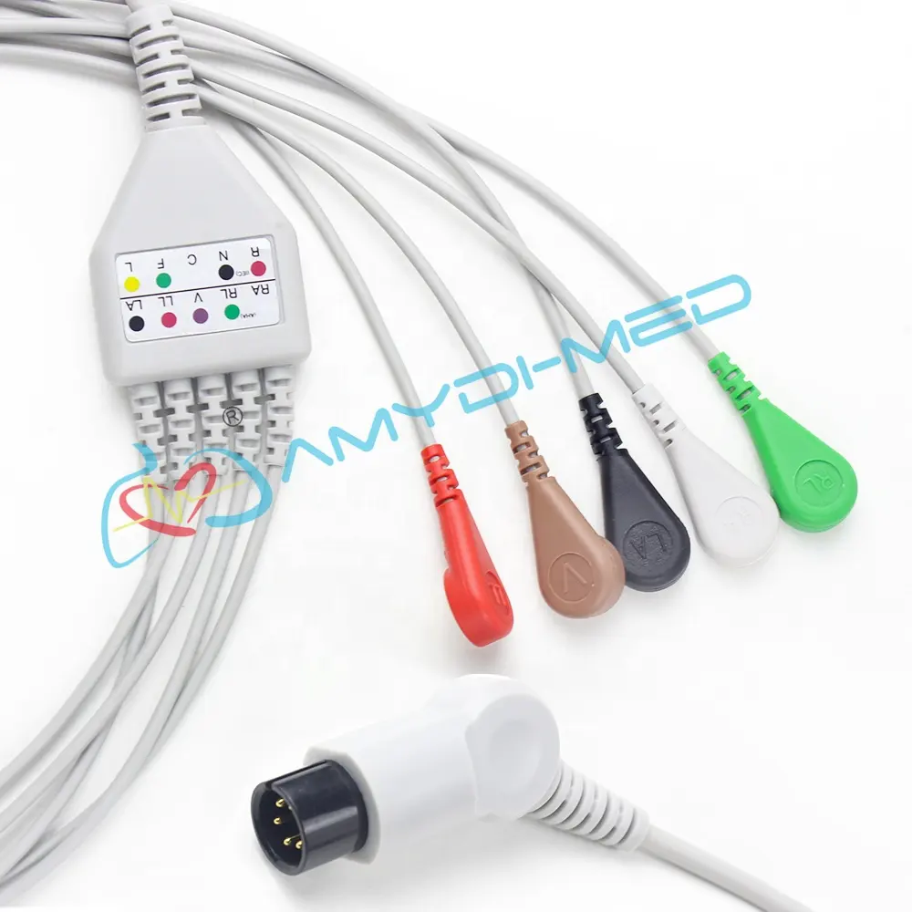 Venda quente Universal 6Pin Médico 5 Leva Cabo Ecg E Leadwire Iec Snap