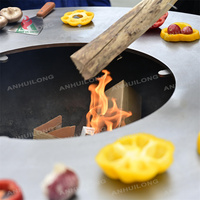 Barbecue en acier corten, barbecue au charbon de bois d'extérieur avec finition patine rustique pour jardin et terrasse