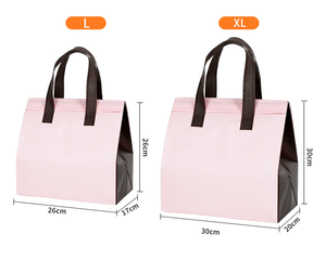 ถุงเก็บความเย็นแบบใช้แล้วทิ้ง ผลิตจากผ้าไม่ถักทอ บุด้วยฟอยล์อะลูมิเนียม  แบบมีหูหิ้ว  หนาพิเศษ  สำหรับใส่อาหารกลับบ้าน  สามารถปรับแต่งโลโก้ได้  รีไซเคิลได้ - Product Image 5