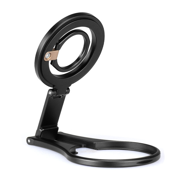 Aluminum Alloy Magnetic Phone Stand Adjustable and Foldable Portable Ring Flexible Ring Holder for Desk Use
