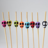 Vente en gros de brochettes à fruits jetables en bambou de 12 cm, design moderne et élégant, écologiques, pour la décoration d'Halloween et de Noël