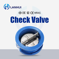 Vanne de retenue à double plaque en fonte ductile CF8, corps en fonte ductile, PN16, à ressort, connexion manuelle par clip, pour l'eau