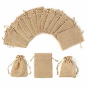 10 Sizes on Stock Plain Organic Jute Pouch Linen Bag Small Reusable Hemp Drawstring Bags - Product Image 2